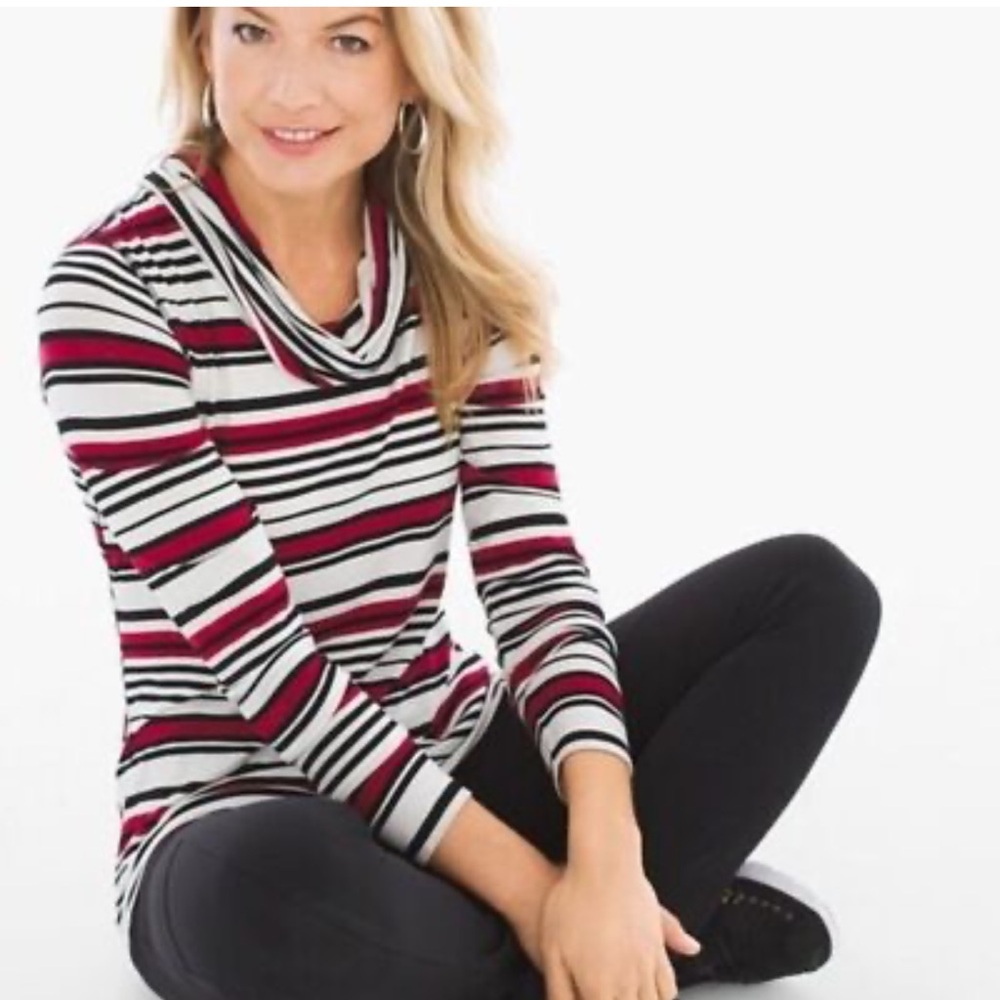 ZENERGY BY CHICO’S COWL NECK TOP, SUPER SOFT‎ FOR LIVED IN COMFORT